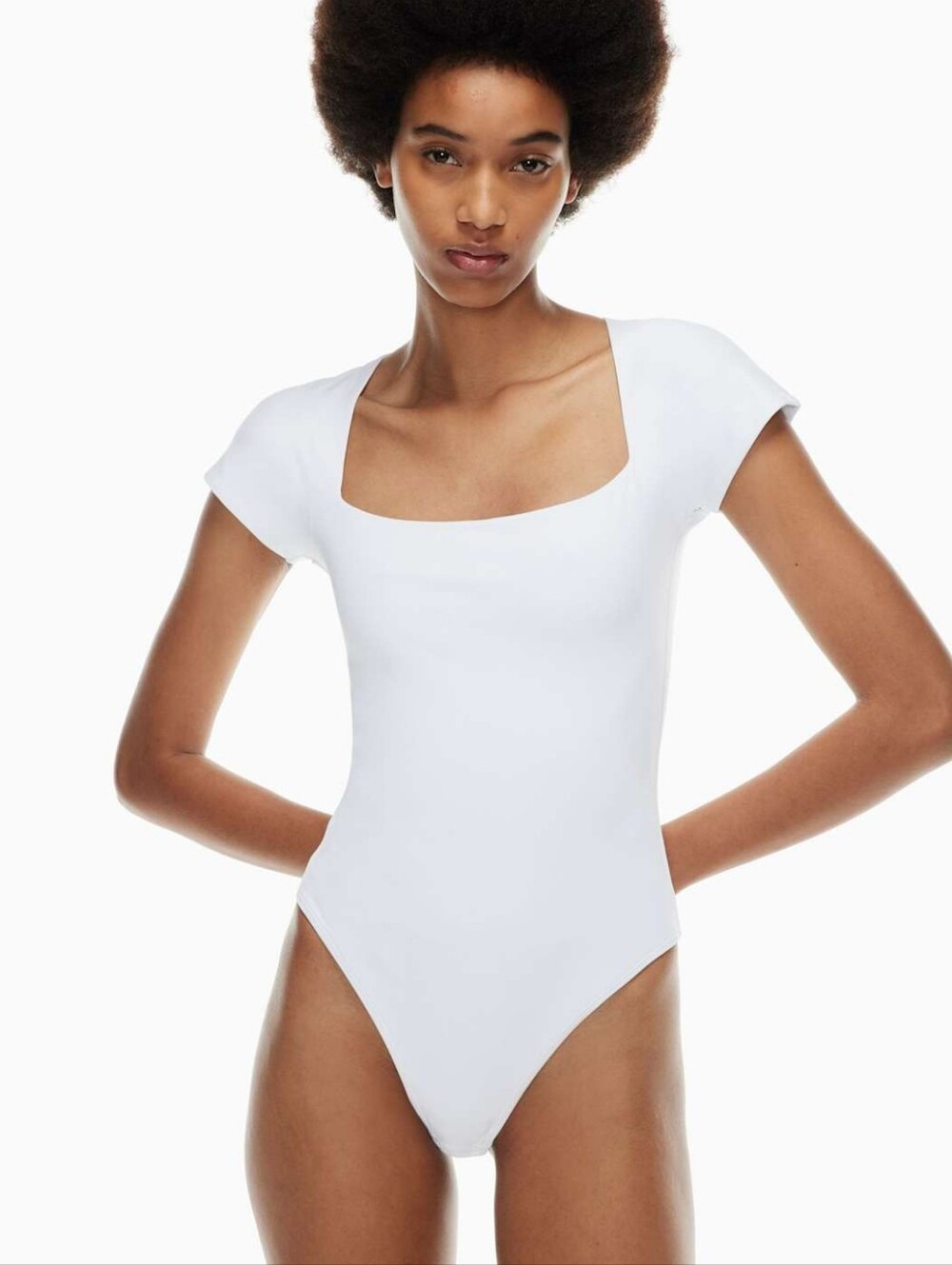Aritzia Babaton Contour Short Sleeve White Bodysuit Large